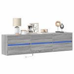 Comodă TV de perete cu lumini LED, gri sonoma, 180x31x45 cm GartenMobel Dekor