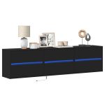 Dulap TV de perete cu lumini LED, negru, 180x31x45 cm GartenMobel Dekor