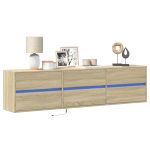 Dulap TV de perete cu lumini LED, stejar sonoma, 180x31x45 cm GartenMobel Dekor