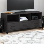 Dulap TV, negru, 100,5x39x43,5 cm, oțel laminat la rece GartenMobel Dekor