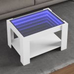 Măsuță de cafea cu LED, alb, 73x53x45 cm, lemn prelucrat GartenMobel Dekor