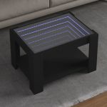 Măsuță de cafea cu LED, negru, 73x53x45 cm, lemn prelucrat GartenMobel Dekor