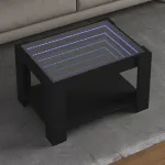 Măsuță de cafea cu LED, negru, 73x53x45 cm, lemn prelucrat GartenMobel Dekor