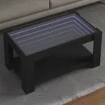 Măsuță de cafea cu LED, negru, 93x53x45 cm, lemn prelucrat GartenMobel Dekor