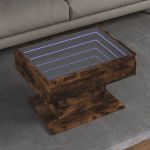 Măsuță de cafea cu LED stejar fumuriu 70x50x45cm lemn prelucrat GartenMobel Dekor