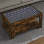 Măsuță de cafea cu LED stejar fumuriu 93x53x45cm lemn prelucrat GartenMobel Dekor