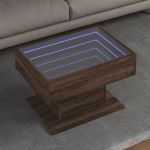 Măsuță de cafea cu LED stejar maro 70x50x45 cm lemn prelucrat GartenMobel Dekor