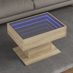 Măsuță de cafea cu LED stejar sonoma 70x50x45 cm lemn prelucrat GartenMobel Dekor