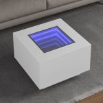 Măsuță de cafea cu LED, alb, 60x60x40 cm, lemn prelucrat GartenMobel Dekor