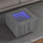 Măsuță de cafea cu LED, gri sonoma, 60x60x40 cm, lemn prelucrat GartenMobel Dekor