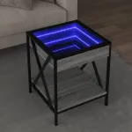 Măsuță de cafea cu LED infinity, gri sonoma, 40x40x49 cm GartenMobel Dekor