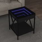 Măsuță de cafea cu LED infinity, negru, 40x40x49 cm GartenMobel Dekor