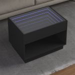 Măsuță de cafea cu LED infinity, negru, 70x50x50 cm GartenMobel Dekor