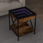 Măsuță de cafea cu LED infinity, stejar fumuriu, 40x40x49 cm GartenMobel Dekor