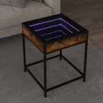Măsuță de cafea cu LED infinity, stejar fumuriu, 40x40x51 cm GartenMobel Dekor