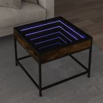 Măsuță de cafea cu LED infinity, stejar fumuriu, 50x50x41 cm GartenMobel Dekor