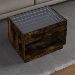 Măsuță de cafea cu LED infinity, stejar fumuriu, 70x50x50 cm GartenMobel Dekor