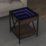 Măsuță de cafea cu LED infinity, stejar maro, 40x40x49 cm GartenMobel Dekor