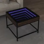 Măsuță de cafea cu LED infinity, stejar maro, 50x50x41 cm GartenMobel Dekor