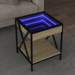 Măsuță de cafea cu LED infinity, stejar sonoma, 40x40x49 cm GartenMobel Dekor