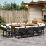Set mobilier de grădină cu perne, 13 piese, negru, poliratan GartenMobel Dekor