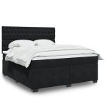Pat box spring cu saltea, negru, 180x200 cm, catifea GartenMobel Dekor