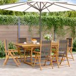 Set mobilier de grădină 7 piese polipropilenă gri/lemn masiv GartenMobel Dekor