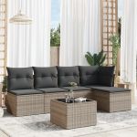 Set mobilier grădină cu perne, 6 piese, gri, poliratan GartenMobel Dekor