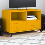 Dulap TV, galben muștar, 68x39x43,5 cm, oțel laminat la rece GartenMobel Dekor