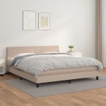Pat box spring cu saltea, cappuccino, 180x200cm piele ecologică GartenMobel Dekor