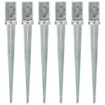 Țăruși de sol, 6 buc., argintiu, 8x8x76 cm, oțel galvanizat GartenMobel Dekor