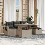 Set canapele de grădină cu perne, 6 piese gri deschis poliratan GartenMobel Dekor