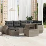 Set canapele de grădină cu perne, 7piese gri deschis poliratan GartenMobel Dekor