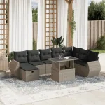 Set canapele de grădină cu perne, 9 piese gri deschis poliratan GartenMobel Dekor