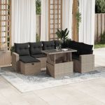 Set mobilier de grădină cu perne, 8 piese gri deschis poliratan GartenMobel Dekor