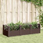 Jardinieră de grădină cu țăruși, maro, 123,5x43,5x43,5 cm, PP GartenMobel Dekor