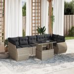 Set mobilier de grădină cu perne, 8 piese gri deschis poliratan GartenMobel Dekor