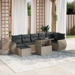 Set mobilier de grădină cu perne, 8 piese gri deschis poliratan GartenMobel Dekor