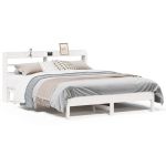 Cadru de pat fără saltea, alb, 160x200 cm, lemn masiv pin GartenMobel Dekor