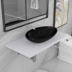 Set mobilier de baie, 2 piese, alb, ceramică GartenMobel Dekor
