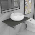 Set mobilier de baie, 2 piese, gri, ceramică GartenMobel Dekor