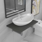 Set mobilier de baie, 2 piese, gri, ceramică GartenMobel Dekor