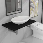 Set mobilier de baie, 2 piese, negru, ceramică GartenMobel Dekor
