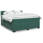 Pat box spring cu saltea, verde închis, 180x200 cm, catifea GartenMobel Dekor