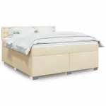 Pat continental cu saltea, crem, 180x200 cm, textil GartenMobel Dekor