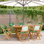 Set mobilier de grădină 7 piese textil model frunze/lemn masiv GartenMobel Dekor