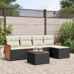 Set mobilier de grădină cu perne, 6 piese, negru, poliratan GartenMobel Dekor