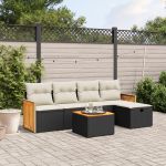 Set mobilier de grădină cu perne, 6 piese, negru, poliratan GartenMobel Dekor
