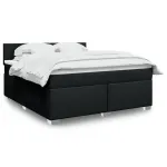 Pat box spring cu saltea, negru, 180x200 cm, catifea GartenMobel Dekor