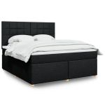 Pat box spring cu saltea, negru, 180x200 cm, catifea GartenMobel Dekor
